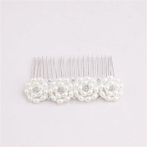 Women Lady Girls Ts Hair Comb Pearl Crystal Flower Hair Pin Clip Accessories Decorations