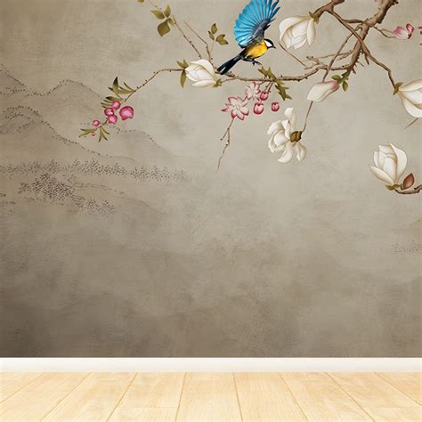 Personalized Illustration Chinese Mural Wallpaper With Magpie And