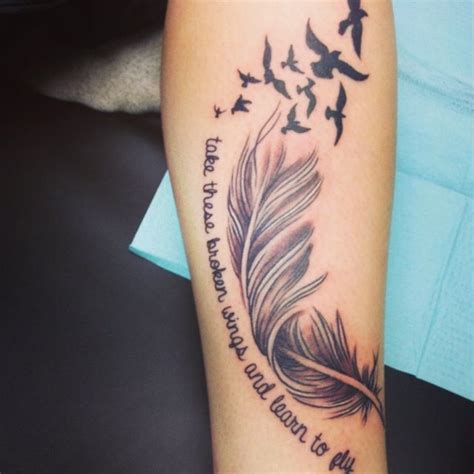take these broken wings and learn to fly tattoo broken wings tattoo flying tattoo feather