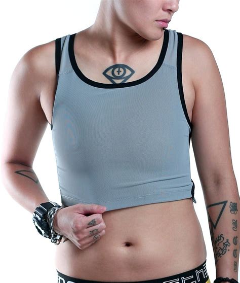 Double Design Cool Mesh Half Length Chest Binder Large Gray At