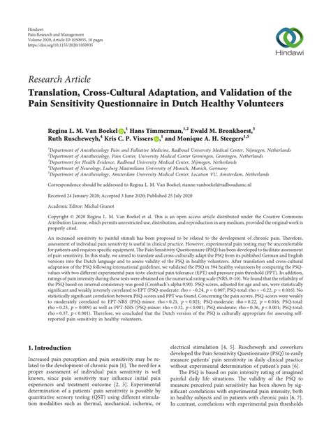 Pdf Translation Cross Cultural Adaptation And Validation Of The