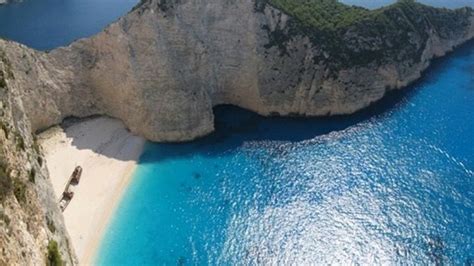 Small Landslide At Navagio Beach Indicative Of The Dangers In The Area