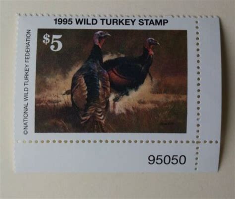 national wild turkey federation stamp 1995 sc nwtf20 mint nh og w plate ebay