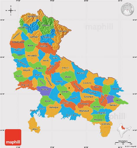 Political Map Of Uttar Pradesh Cropped Outside