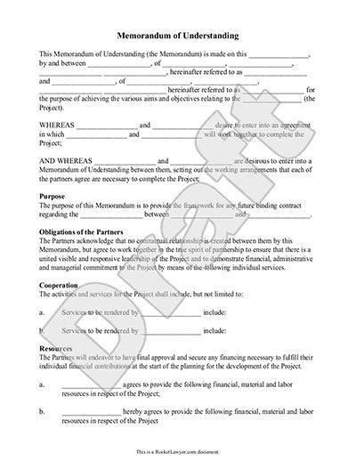 A memorandum of understanding, or mou, is defined as an agreement between parties and can be bilateral (two) or multilateral (more than two parties). Memorandum of Understanding Form - MoU Template (with ...