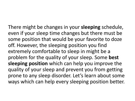 ppt a guide on the best sleeping position for improving the quality of sleep powerpoint