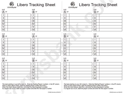 Printable Libero Tracking Sheet Printable Blank World