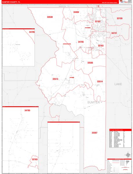 Sumter County Sc Zip Code Wall Map Red Line Style By Marketmaps