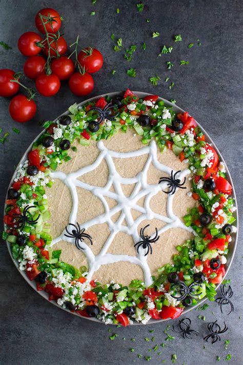 Spooky Spider Web Halloween Hummus Dip Peas And Crayons