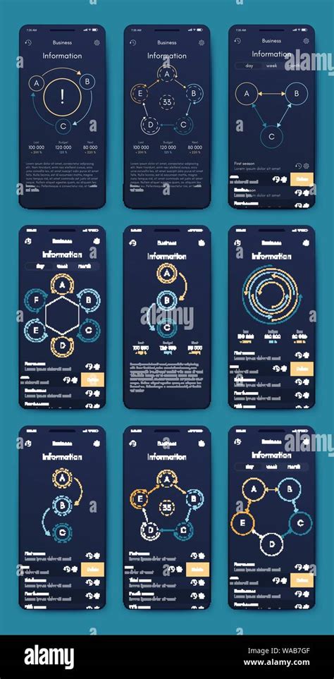 Different Ui Ux Gui Screens And Flat Web Icons For Mobile Apps Stock Vector Image And Art Alamy