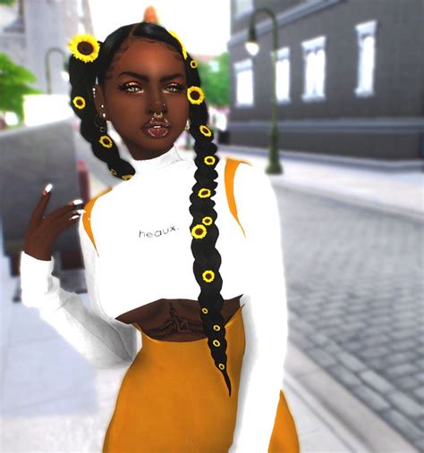 Ebonix Flowerchild In 2020 Sims 4 Black Hair Sims Hair Sims