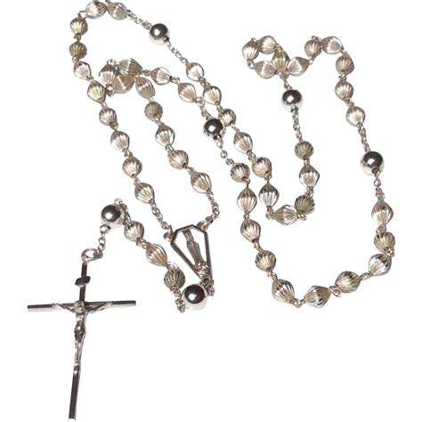 Vintage Sterling Silver Ribbed Bead Rosary | Vintage sterling silver, Sterling silver, Silver