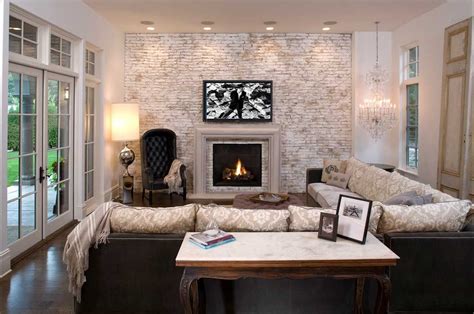 46 Inspiring Interiors Showcasing Shabby Chic Style Brick Living Room