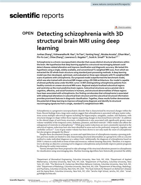 Pdf Detecting Schizophrenia With 3d Structural Brain Mri Using Deep