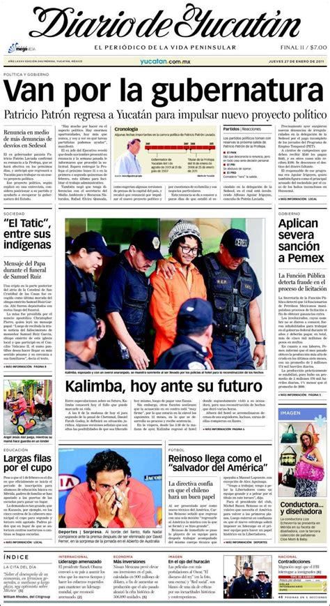 Portada Del Periódico Diario De Yucatán México Todos Los Periódicos De México Edición De