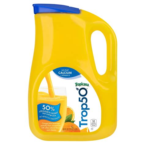 Tropicana Trop50 No Pulp Orange Juice Beverage With Calcium And Vitamin