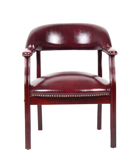 Boss Captains Guest Accent Or Dining Chair In Burgundy Vinyl Bosschair
