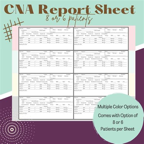 Cna Pct Or Patient Vital Report Sheet Etsy
