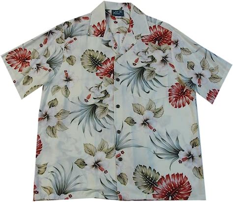 Jade Fashions Inc Men S Hawaiian Rayon Cream Hibiscus Aloha Shirt