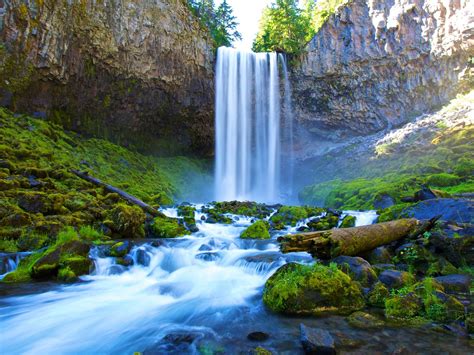Summer River Waterfall Water Oregon Travel Scenery Hd Wallpaper Preview