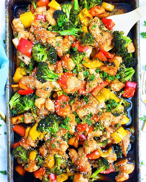 Drizzle remaining marinade over top and sprinkle with sesame seeds. Sheet-Pan Teriyaki Ginger Sesame Chicken & Broccoli ...