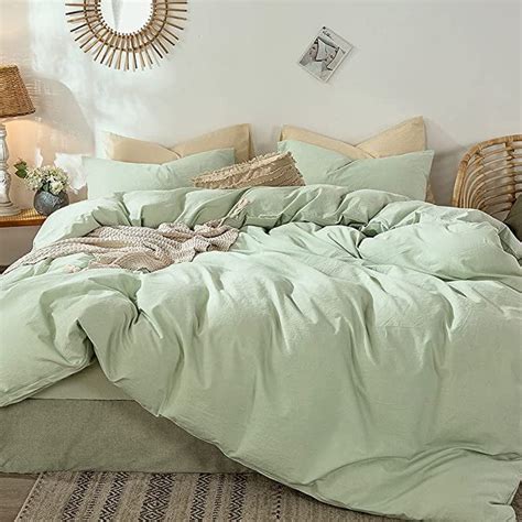 Moomee Bedding Duvet Cover Set 100 Washed Cotton Linen Like Textured Breathable Durable Soft