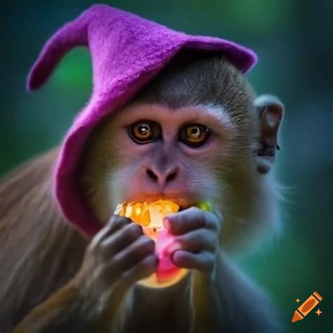 Photograph Of A Monkey Wearing A Wizard Hat On Craiyon