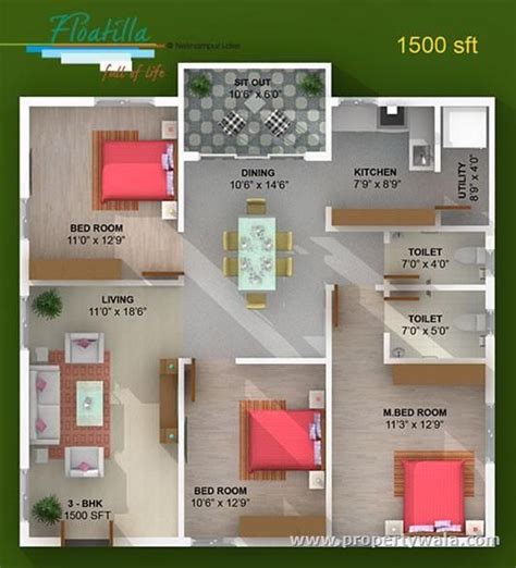 44×37 feet / 151 square meters house plan. Top 1500 Square Feet House Design - HouseDesignsme