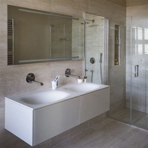Vertically laid tiles instantly modernize a bathroom. Modern Bathroom Pictures | Ideal Home