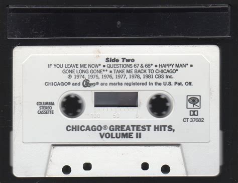 Chicago Chicago Greatest Hits Vol Ii 1981 Cbs C6 Cassette Tape