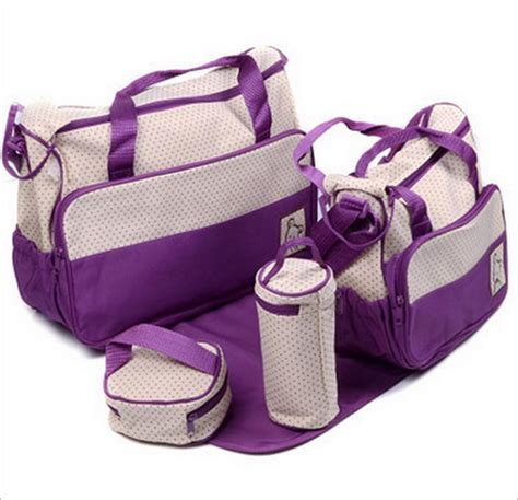 Icestar 5pc Multi Functional Baby Nappy Bag Purple