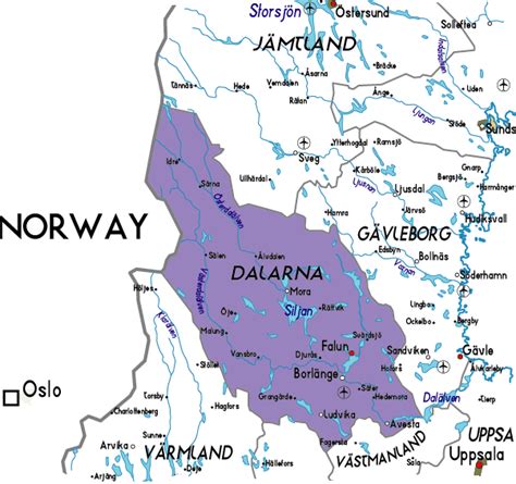 Dalarna Map Province City Map Of Sweden Political Region Province City