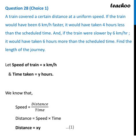 A Train Covered A Certain Distance At A Uniform Speed If Train Would