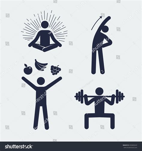 Healthy People Symbols Set Vector Illustration เวกเตอร์สต็อก ปลอดค่า