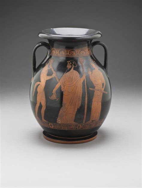 Attic Red Figure Pelike With A Dionysos Between A Satyr Playing The