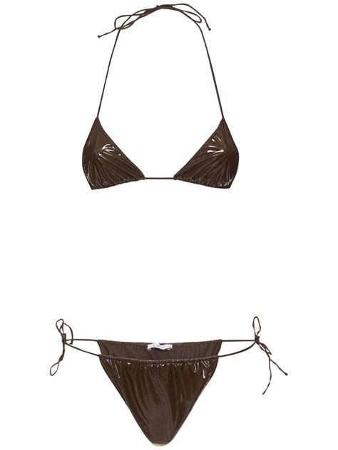 OsÉree Swimwear Latex Effect Microkini Bikini Set Editorialist