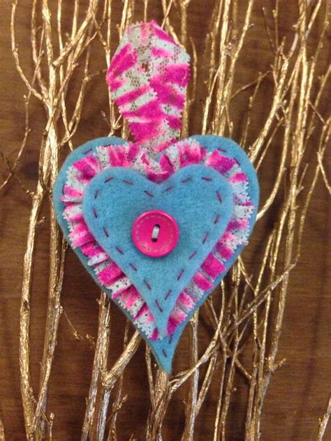Items Similar To Turquoise Felt Heart Ornament On Etsy
