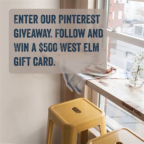 Buy west elm® gift cards and earn up to 5.00% back!*. Do you want a $500 West Elm Gift Card! Enter the @dwellinggawker Follow Win Pinterest Contes ...