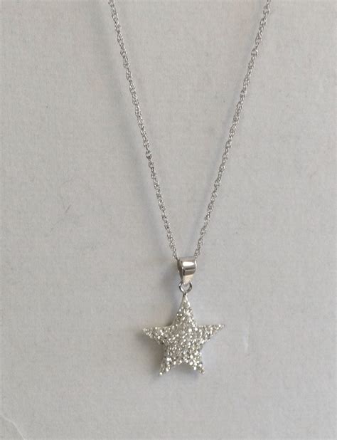 Austrian Crystal Sterling Silver Star Pendant With Chain 18 Inch New