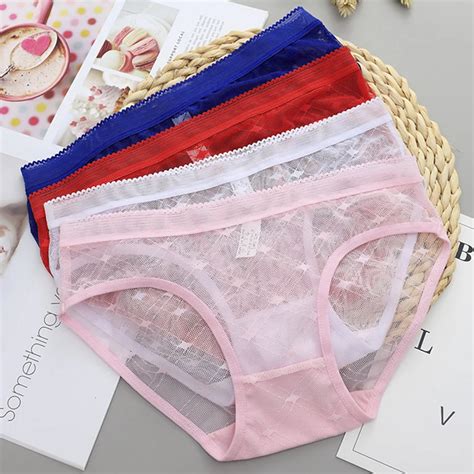 Womens Sexy Lace Pantiesladies Seamless Cotton Panty Flower Patterned