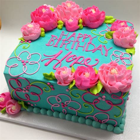 Bright Colors In Buttercream Square Birthday Cake Birthday Sheet