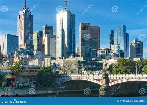Melbourne Downtown Cityscape With Skyscrapers And Office Buildings