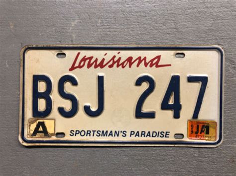 Vintage Louisiana License Plate Sportsmans Paradise Bsj 247 1999