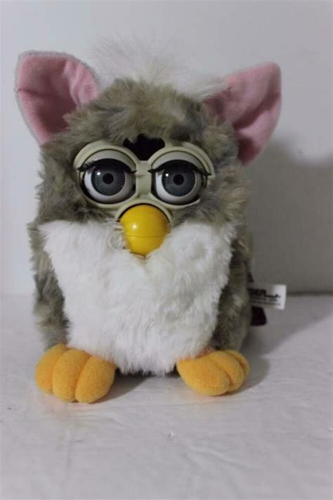 Vintage Furby 1998 Tiger 70 800 Grey And White Comatose With Tag Adorable