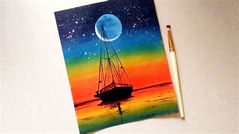 Sailboat Sunset Seascape Acrylic Painting Simple Acrylic Sunset