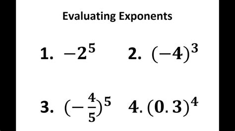 Evaluating Exponents Youtube