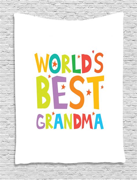 Grandma Tapestry Cartoon Style Lettering Worlds Best Grandma Quote