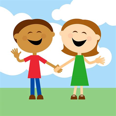 Royalty Free Cartoon Of A Two People Holding Hands Clip Art Vector