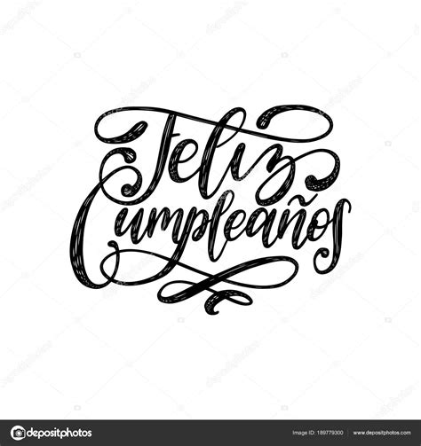 feliz cumpleanos translated spanish happy birthday hand lettering vector illustration stock
