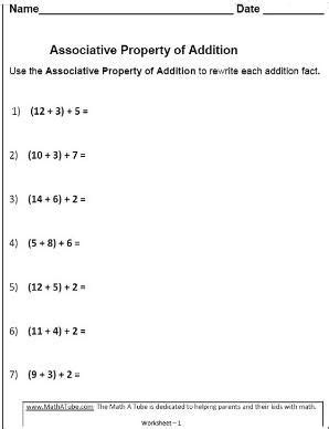 Properties Of Addition Worksheet In Properties Of Addition